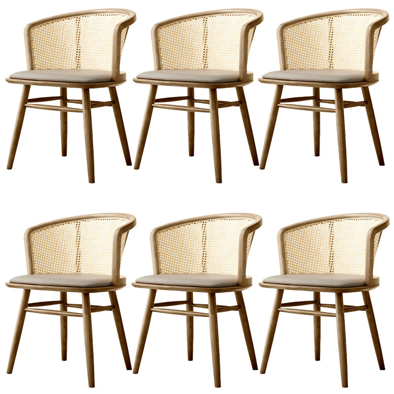 Traditional Solid Wood Side Chair Rattan Windsor Back Side Chair Walnut 6 Piece Set Clearhalo 'Dining Chairs' 'Dining Tables & Seating' 'dining_chair' 'furn' 'furn_dining_chair' 'Furniture' 'Kitchen & Dining Furniture' 5394477