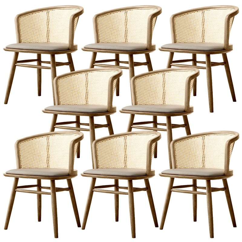 Traditional Solid Wood Side Chair Rattan Windsor Back Side Chair Walnut 8 Piece Set Clearhalo 'Dining Chairs' 'Dining Tables & Seating' 'dining_chair' 'furn' 'furn_dining_chair' 'Furniture' 'Kitchen & Dining Furniture' 5394478