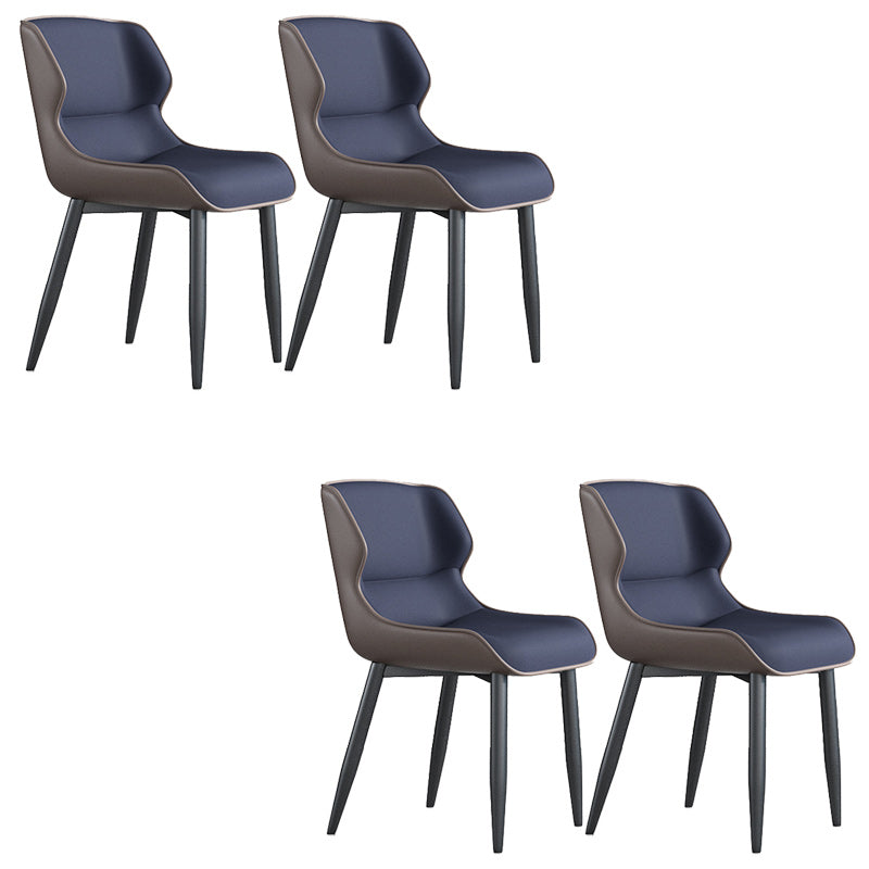 Modern Wingback Side Chair Faux Leather Upholstered Side Chair Blue 4 Piece Set Clearhalo 'Dining Chairs' 'Dining Tables & Seating' 'dining_chair' 'furn' 'furn_dining_chair' 'Furniture' 'Kitchen & Dining Furniture' 5394549