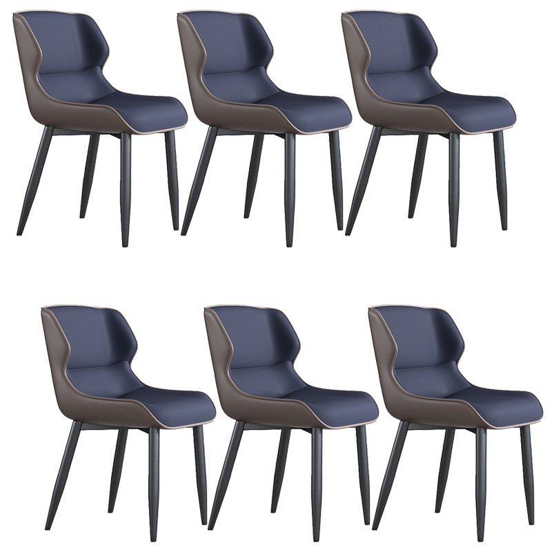Modern Wingback Side Chair Faux Leather Upholstered Side Chair Blue 6 Piece Set Clearhalo 'Dining Chairs' 'Dining Tables & Seating' 'dining_chair' 'furn' 'furn_dining_chair' 'Furniture' 'Kitchen & Dining Furniture' 5394551