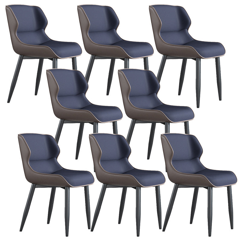 Modern Wingback Side Chair Faux Leather Upholstered Side Chair Blue 8 Piece Set Clearhalo 'Dining Chairs' 'Dining Tables & Seating' 'dining_chair' 'furn' 'furn_dining_chair' 'Furniture' 'Kitchen & Dining Furniture' 5394554