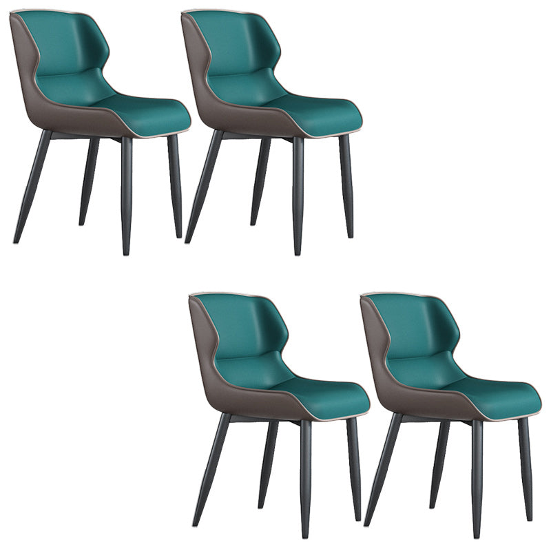Modern Wingback Side Chair Faux Leather Upholstered Side Chair Green 4 Piece Set Clearhalo 'Dining Chairs' 'Dining Tables & Seating' 'dining_chair' 'furn' 'furn_dining_chair' 'Furniture' 'Kitchen & Dining Furniture' 5394557