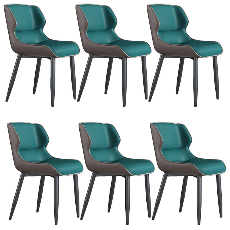 Modern Wingback Side Chair Faux Leather Upholstered Side Chair Green 6 Piece Set Clearhalo 'Dining Chairs' 'Dining Tables & Seating' 'dining_chair' 'furn' 'furn_dining_chair' 'Furniture' 'Kitchen & Dining Furniture' 5394560
