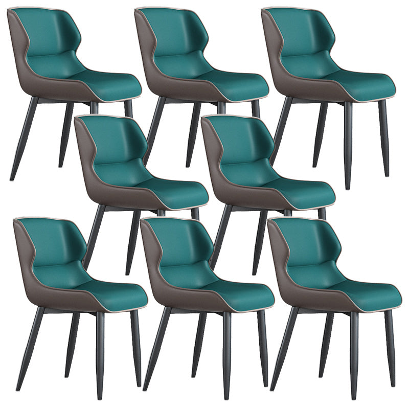 Modern Wingback Side Chair Faux Leather Upholstered Side Chair Green 8 Piece Set Clearhalo 'Dining Chairs' 'Dining Tables & Seating' 'dining_chair' 'furn' 'furn_dining_chair' 'Furniture' 'Kitchen & Dining Furniture' 5394562