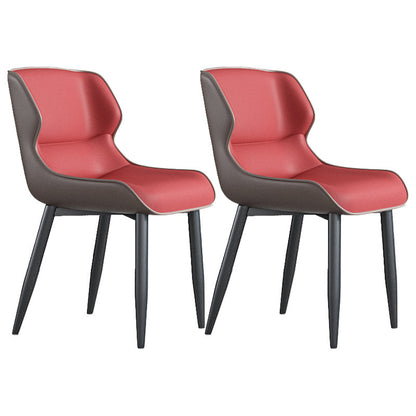 Modern Wingback Side Chair Faux Leather Upholstered Side Chair Burgundy 2 Piece Set Clearhalo 'Dining Chairs' 'Dining Tables & Seating' 'dining_chair' 'furn' 'furn_dining_chair' 'Furniture' 'Kitchen & Dining Furniture' 5394563