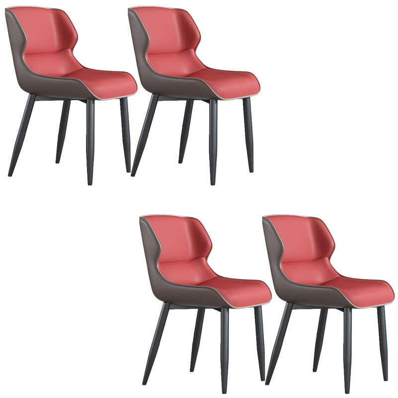 Modern Wingback Side Chair Faux Leather Upholstered Side Chair Burgundy 4 Piece Set Clearhalo 'Dining Chairs' 'Dining Tables & Seating' 'dining_chair' 'furn' 'furn_dining_chair' 'Furniture' 'Kitchen & Dining Furniture' 5394566