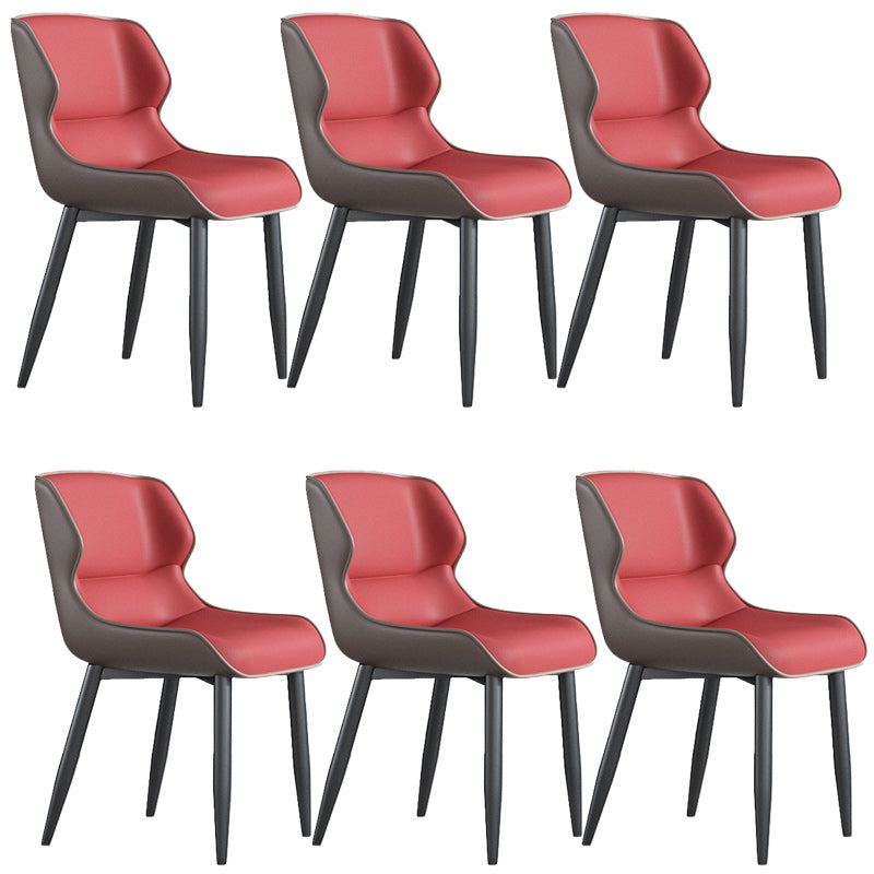 Modern Wingback Side Chair Faux Leather Upholstered Side Chair Burgundy 6 Piece Set Clearhalo 'Dining Chairs' 'Dining Tables & Seating' 'dining_chair' 'furn' 'furn_dining_chair' 'Furniture' 'Kitchen & Dining Furniture' 5394567