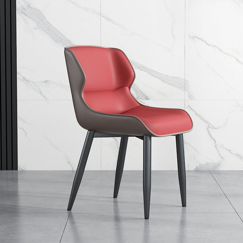 Modern Wingback Side Chair Faux Leather Upholstered Side Chair Clearhalo 'Dining Chairs' 'Dining Tables & Seating' 'dining_chair' 'furn' 'furn_dining_chair' 'Furniture' 'Kitchen & Dining Furniture' 5394568