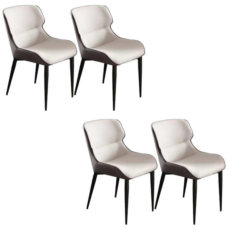 Modern Wingback Side Chair Faux Leather Upholstered Side Chair Gray-White 4 Piece Set Clearhalo 'Dining Chairs' 'Dining Tables & Seating' 'dining_chair' 'furn' 'furn_dining_chair' 'Furniture' 'Kitchen & Dining Furniture' 5394571