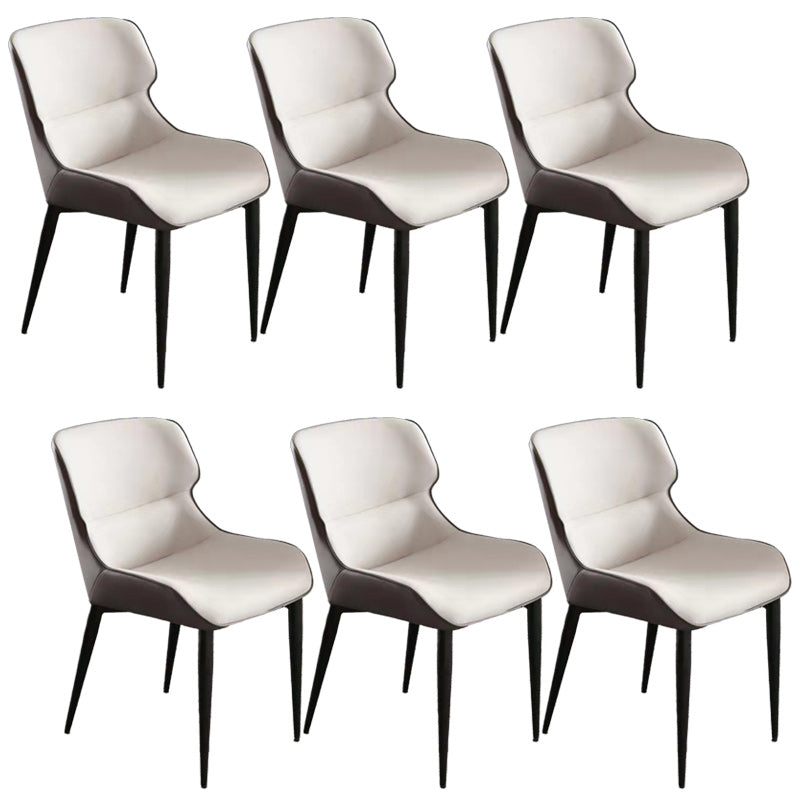 Modern Wingback Side Chair Faux Leather Upholstered Side Chair Gray-White 6 Piece Set Clearhalo 'Dining Chairs' 'Dining Tables & Seating' 'dining_chair' 'furn' 'furn_dining_chair' 'Furniture' 'Kitchen & Dining Furniture' 5394572
