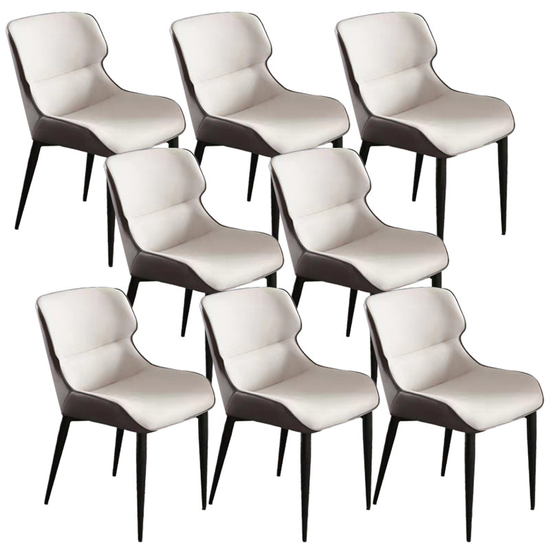 Modern Wingback Side Chair Faux Leather Upholstered Side Chair Gray-White 8 Piece Set Clearhalo 'Dining Chairs' 'Dining Tables & Seating' 'dining_chair' 'furn' 'furn_dining_chair' 'Furniture' 'Kitchen & Dining Furniture' 5394573