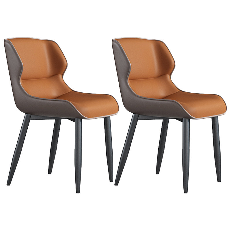Modern Wingback Side Chair Faux Leather Upholstered Side Chair Orange 2 Piece Set Clearhalo 'Dining Chairs' 'Dining Tables & Seating' 'dining_chair' 'furn' 'furn_dining_chair' 'Furniture' 'Kitchen & Dining Furniture' 5394574