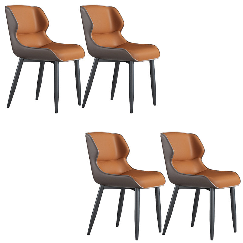 Modern Wingback Side Chair Faux Leather Upholstered Side Chair Orange 4 Piece Set Clearhalo 'Dining Chairs' 'Dining Tables & Seating' 'dining_chair' 'furn' 'furn_dining_chair' 'Furniture' 'Kitchen & Dining Furniture' 5394575