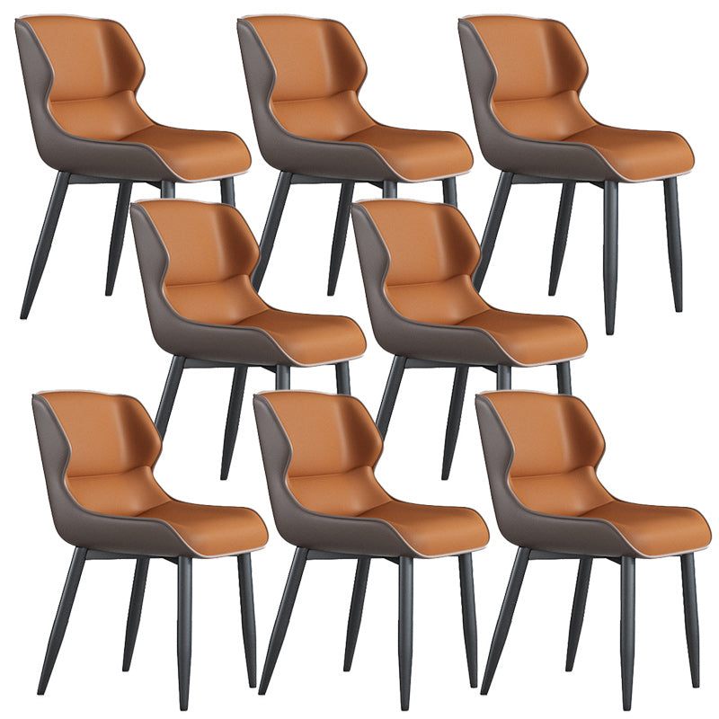 Modern Wingback Side Chair Faux Leather Upholstered Side Chair Orange 8 Piece Set Clearhalo 'Dining Chairs' 'Dining Tables & Seating' 'dining_chair' 'furn' 'furn_dining_chair' 'Furniture' 'Kitchen & Dining Furniture' 5394577