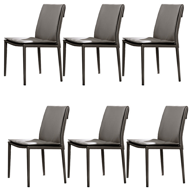 Leather Dining Side Chair Upholstered Side Chair for Kitchen Grey 6 Piece Set Clearhalo 'Dining Chairs' 'Dining Tables & Seating' 'dining_chair' 'furn' 'furn_dining_chair' 'Furniture' 'Kitchen & Dining Furniture' 5394634