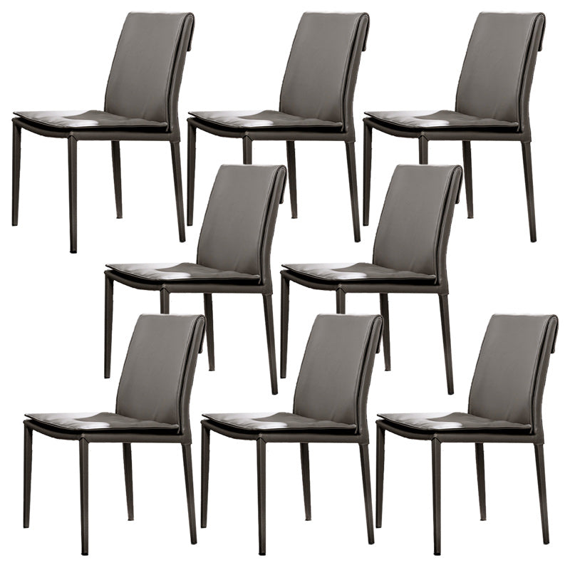 Leather Dining Side Chair Upholstered Side Chair for Kitchen Grey 8 Piece Set Clearhalo 'Dining Chairs' 'Dining Tables & Seating' 'dining_chair' 'furn' 'furn_dining_chair' 'Furniture' 'Kitchen & Dining Furniture' 5394637