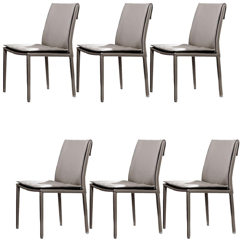 Leather Dining Side Chair Upholstered Side Chair for Kitchen Light Gray 6 Piece Set Clearhalo 'Dining Chairs' 'Dining Tables & Seating' 'dining_chair' 'furn' 'furn_dining_chair' 'Furniture' 'Kitchen & Dining Furniture' 5394649