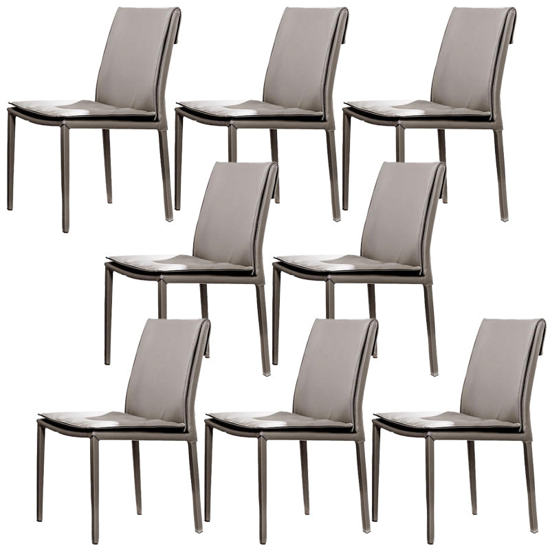 Leather Dining Side Chair Upholstered Side Chair for Kitchen Light Gray 8 Piece Set Clearhalo 'Dining Chairs' 'Dining Tables & Seating' 'dining_chair' 'furn' 'furn_dining_chair' 'Furniture' 'Kitchen & Dining Furniture' 5394650