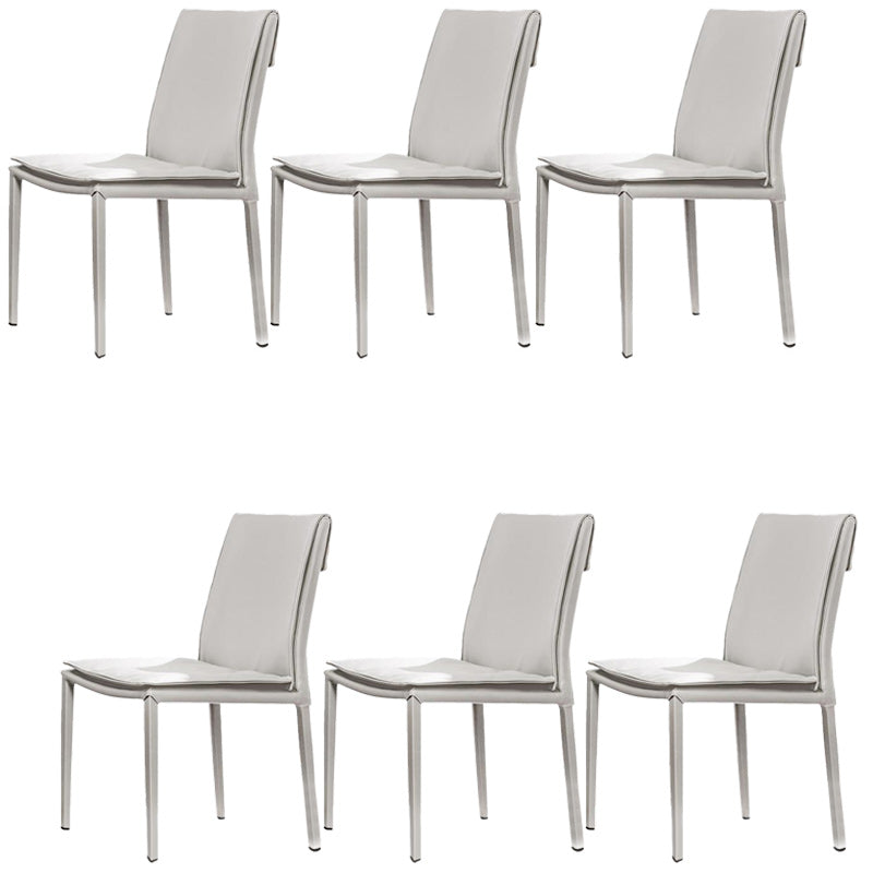 Leather Dining Side Chair Upholstered Side Chair for Kitchen White 6 Piece Set Clearhalo 'Dining Chairs' 'Dining Tables & Seating' 'dining_chair' 'furn' 'furn_dining_chair' 'Furniture' 'Kitchen & Dining Furniture' 5394653