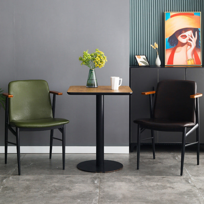 Sedia a braccio da pranzo in pelle PU Sedia a braccio imbottita industriale