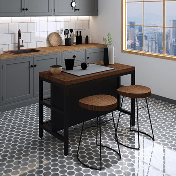 Industrial Stationary Kitchen Island Set Wood Rectangular Island Table Clearhalo 'furn' 'furn_kitchen_islands_carts' 'Furniture' 'Kitchen & Dining Furniture' 'Kitchen Islands & Carts' 'kitchen_islands_carts' 5394873
