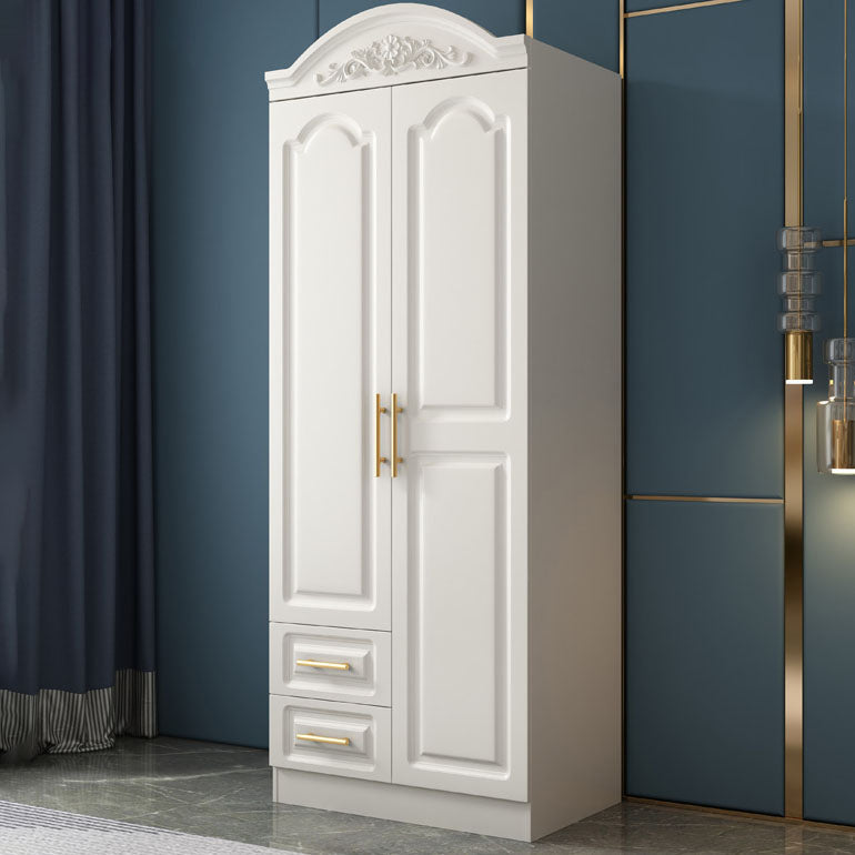 French Country Wardrobe White Colour Wooden Wardrobe Closet With 2 Drawers
