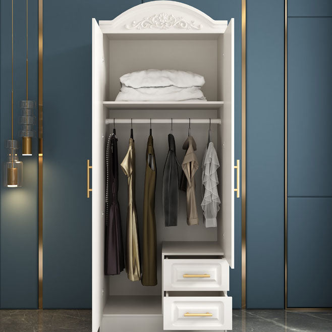 French Country Wardrobe White Colour Wooden Wardrobe Closet With 2 Drawers