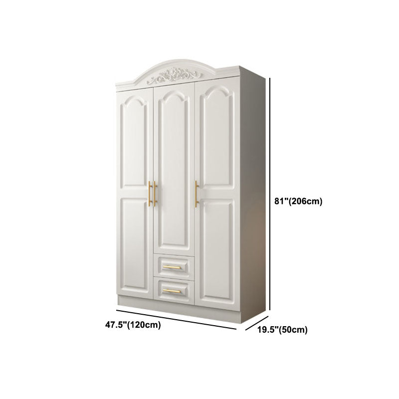 French Country Wardrobe White Colour Wooden Wardrobe Closet With 2 Drawers