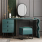 3 Drawers Make-up Vanity Set, 28.74" H Leather Vanity with Stool & Mirror Makeup Vanity & Mirror & Stools Black Green Clearhalo 'Bedroom Furniture' 'furn' 'furn_makeup_vanities' 'Furniture' 'Makeup Vanities' 'makeup_vanities' 5397893