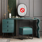3 Drawers Make-up Vanity Set, 28.74" H Leather Vanity with Stool & Mirror Makeup Vanity & Stools Black Green Clearhalo 'Bedroom Furniture' 'furn' 'furn_makeup_vanities' 'Furniture' 'Makeup Vanities' 'makeup_vanities' 5397894