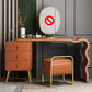 3 Drawers Make-up Vanity Set, 28.74" H Leather Vanity with Stool & Mirror Makeup Vanity & Stools Orange Gold Clearhalo 'Bedroom Furniture' 'furn' 'furn_makeup_vanities' 'Furniture' 'Makeup Vanities' 'makeup_vanities' 5397910