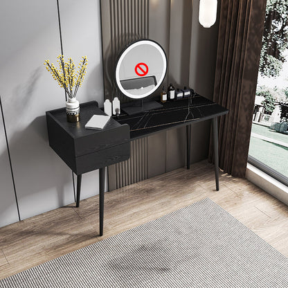 2 Storage Drawers Stone Top Vanity Table, 39.37"/47.24" W Make-up Vanity Set Makeup Vanity 39"L x 18"W x 30"H Black Clearhalo 'Bedroom Furniture' 'furn' 'furn_makeup_vanities' 'Furniture' 'Makeup Vanities' 'makeup_vanities' 5397944