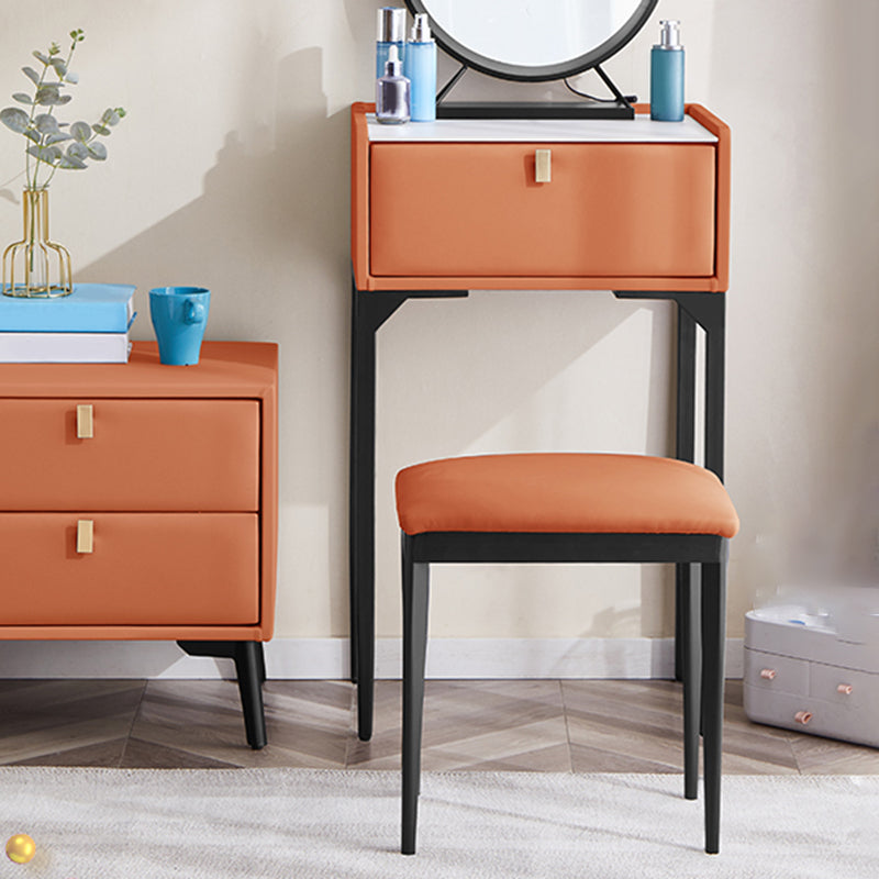 Wood/Stone Vanity Set with Stool, 1 Drawer Modern Dresser - 30.7" H Clearhalo 'Bedroom Furniture' 'furn' 'furn_makeup_vanities' 'Furniture' 'Makeup Vanities' 'makeup_vanities' 5397976