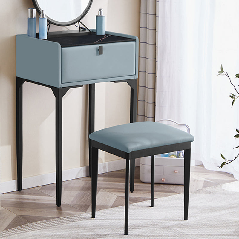 Wood/Stone Vanity Set with Stool, 1 Drawer Modern Dresser - 30.7" H Clearhalo 'Bedroom Furniture' 'furn' 'furn_makeup_vanities' 'Furniture' 'Makeup Vanities' 'makeup_vanities' 5397977