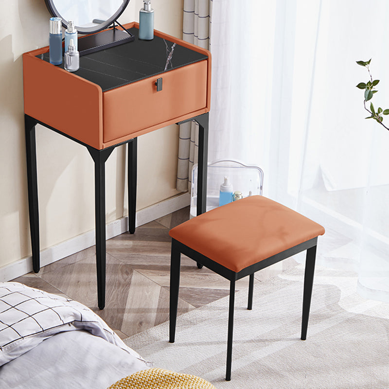 Wood/Stone Vanity Set with Stool, 1 Drawer Modern Dresser - 30.7" H Clearhalo 'Bedroom Furniture' 'furn' 'furn_makeup_vanities' 'Furniture' 'Makeup Vanities' 'makeup_vanities' 5397979