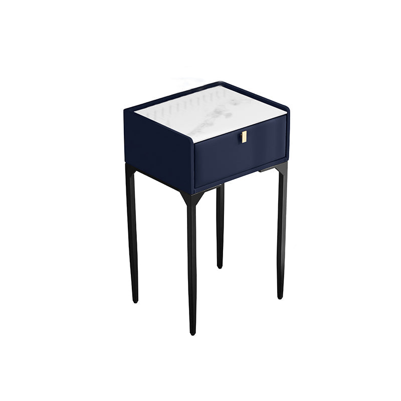 Wood/Stone Vanity Set with Stool, 1 Drawer Modern Dresser - 30.7" H Makeup Vanity Royal Blue Clearhalo 'Bedroom Furniture' 'furn' 'furn_makeup_vanities' 'Furniture' 'Makeup Vanities' 'makeup_vanities' 5397996