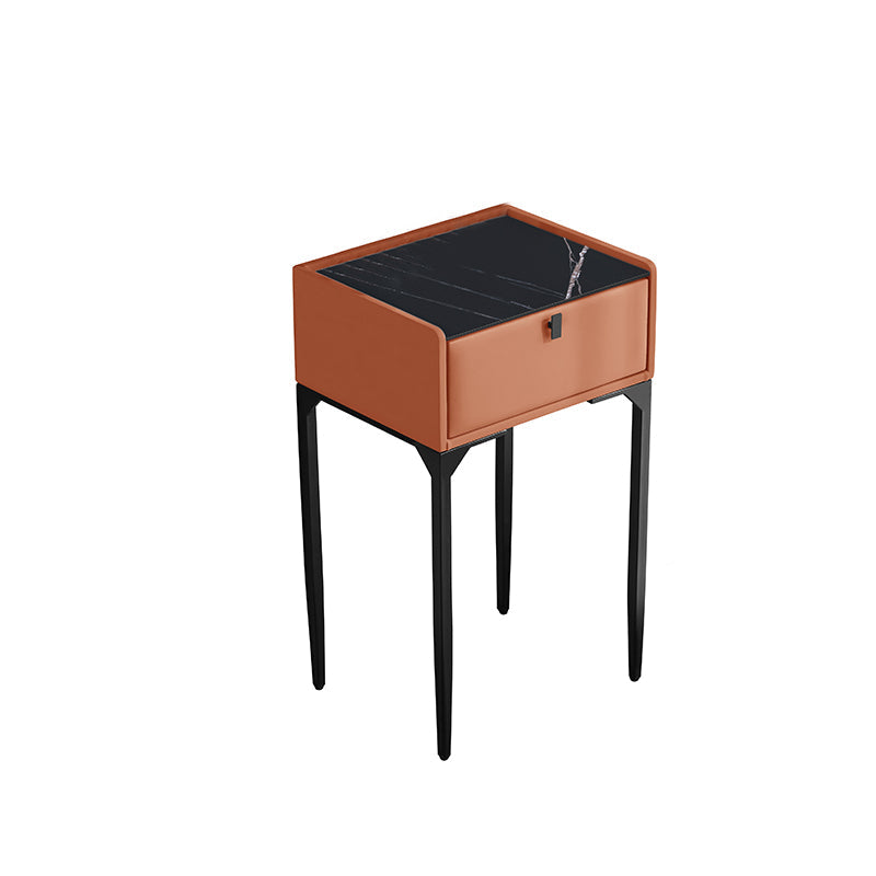 Wood/Stone Vanity Set with Stool, 1 Drawer Modern Dresser - 30.7" H Makeup Vanity Orange Clearhalo 'Bedroom Furniture' 'furn' 'furn_makeup_vanities' 'Furniture' 'Makeup Vanities' 'makeup_vanities' 5397997