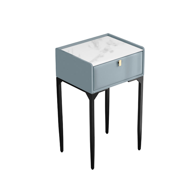 Wood/Stone Vanity Set with Stool, 1 Drawer Modern Dresser - 30.7" H Makeup Vanity Blue Clearhalo 'Bedroom Furniture' 'furn' 'furn_makeup_vanities' 'Furniture' 'Makeup Vanities' 'makeup_vanities' 5397999