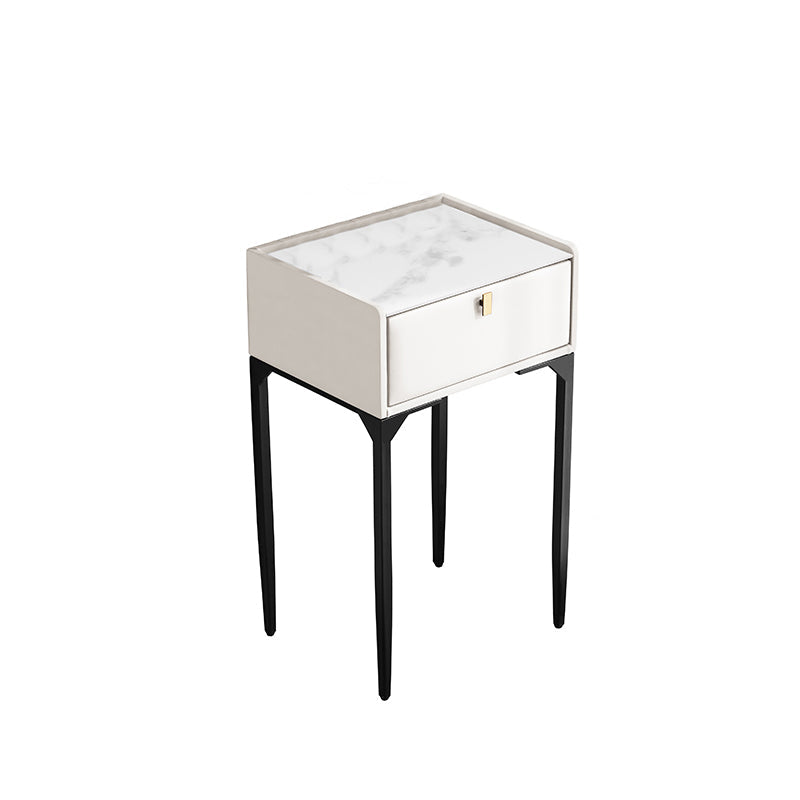 Wood/Stone Vanity Set with Stool, 1 Drawer Modern Dresser - 30.7" H Makeup Vanity Off-White Clearhalo 'Bedroom Furniture' 'furn' 'furn_makeup_vanities' 'Furniture' 'Makeup Vanities' 'makeup_vanities' 5398000