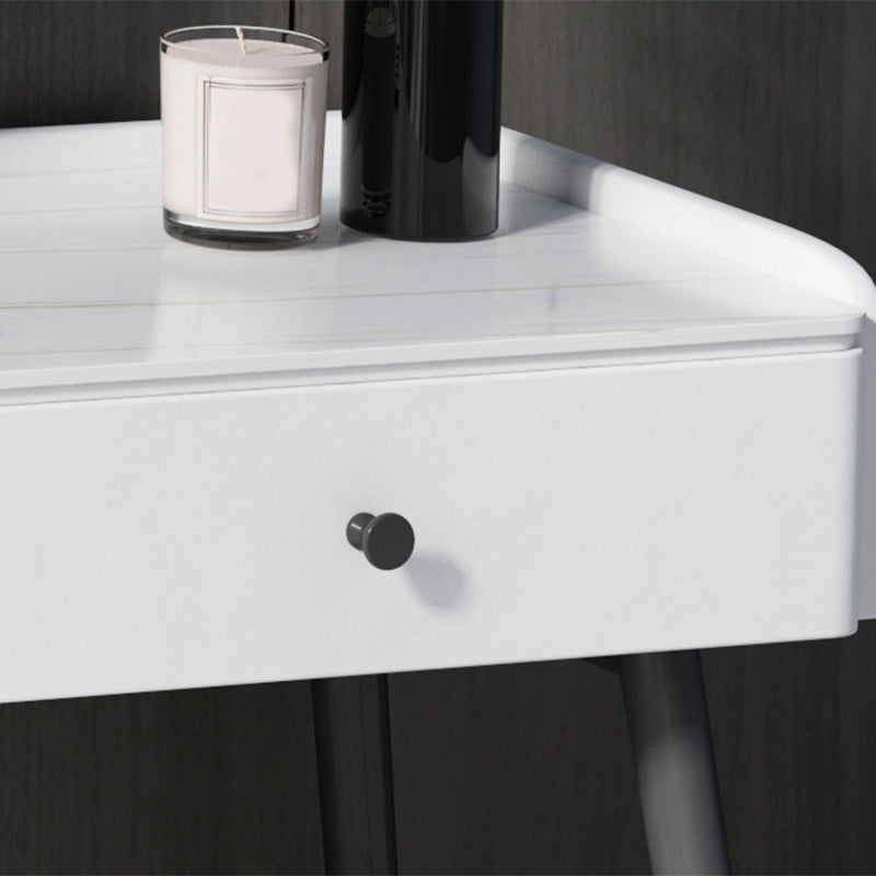 Modern White Stone Vanity Makeup Dressing Table Stool Set - 31.5"/39.37"/47.24" W