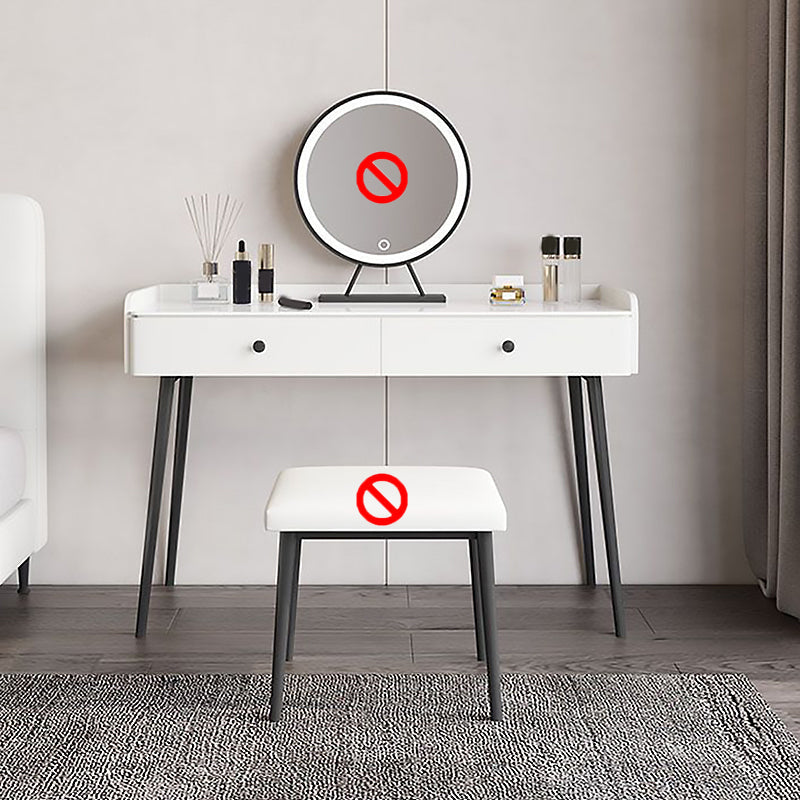 Set di sgabelli moderni per trucco per vanità in pietra bianca - 31,5 "/39.37" /47.24 "w
