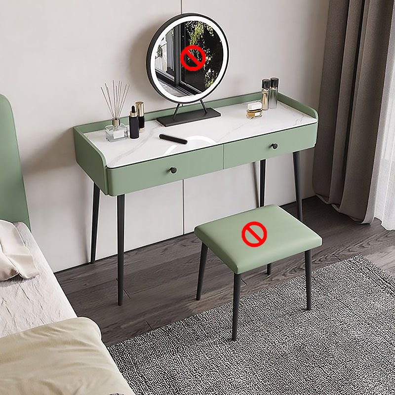 Set di sgabelli moderni per trucco per vanità in pietra bianca - 31,5 "/39.37" /47.24 "w
