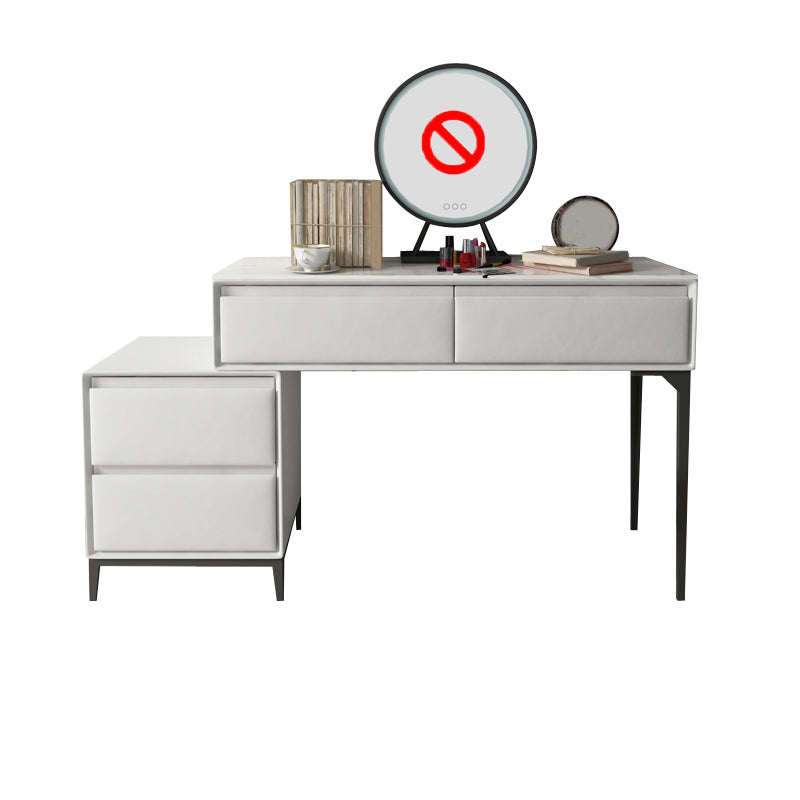 Contemporary 4 Drawers Stone Dresser, 31.5" High Vanity Set with Stool