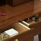 Natural/Brown Wooden Vanity with Mirror, 2 Drawers Dresser - 27.56"/31.5" W