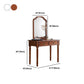 Bureau de vanité en bois massif, 2 tiroirs avec miroir et tabouret rembourré, 29,92 "H