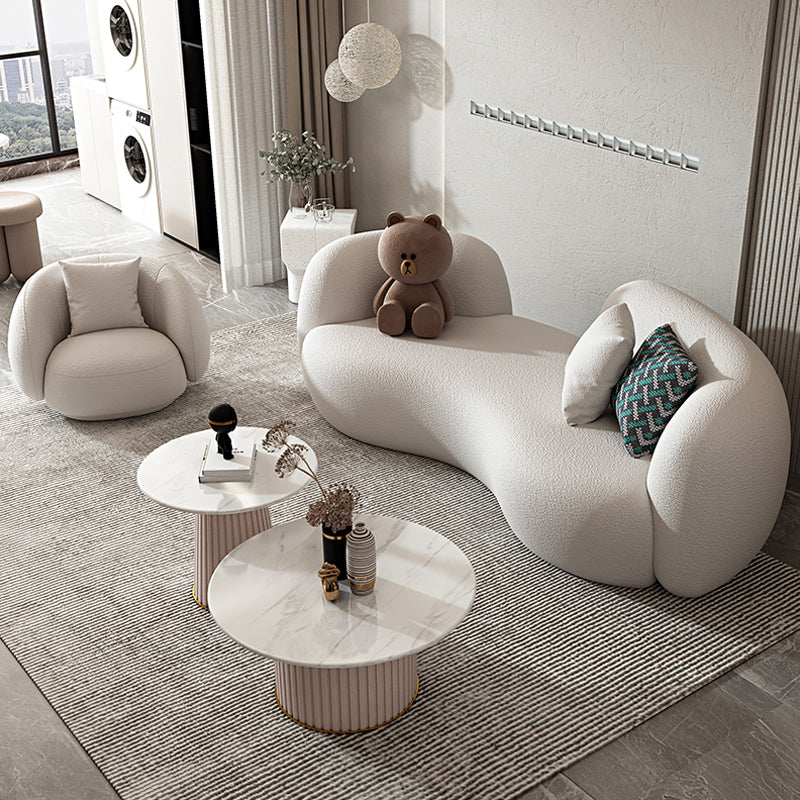 Sofá de sofá curvado con brazo de esmoquin apretado contemporáneo en gris/blanco