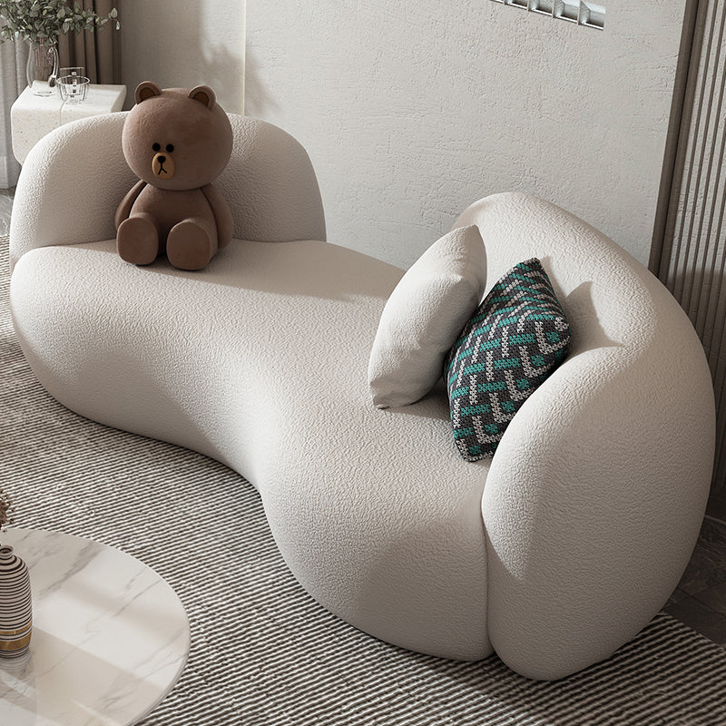 Sofá de sofá curvado con brazo de esmoquin apretado contemporáneo en gris/blanco