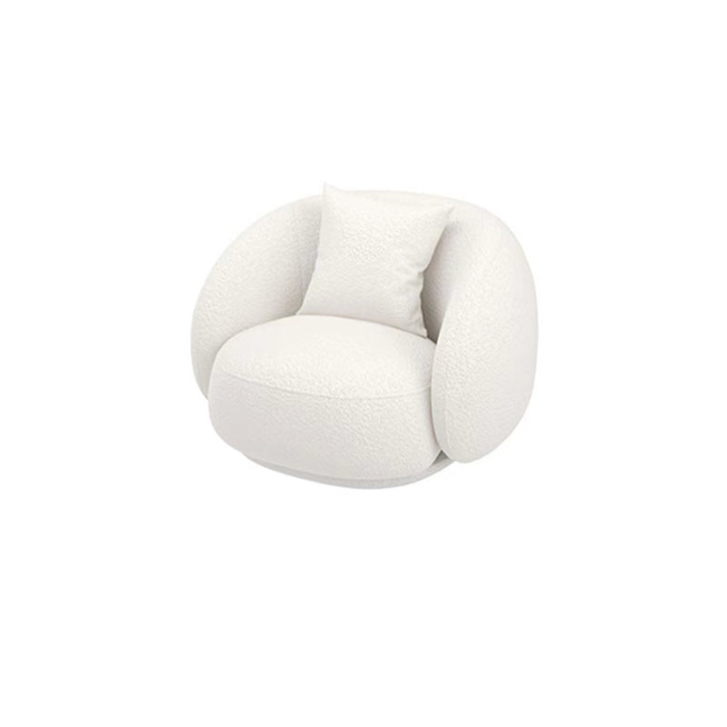 Moderne witte/grijze wol gebogen bank strakke achterkant -stationaire sectionele sectionele