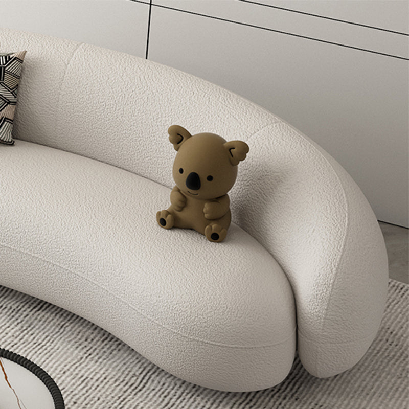 Moderne witte/grijze wol gebogen bank strakke achterkant -stationaire sectionele sectionele