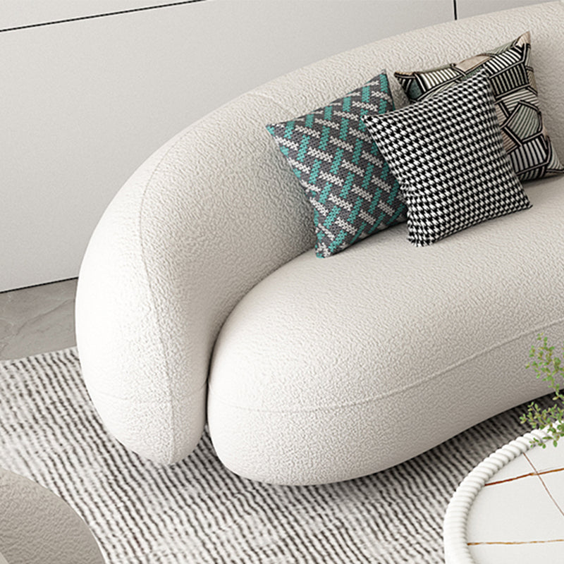 Moderne witte/grijze wol gebogen bank strakke achterkant -stationaire sectionele sectionele